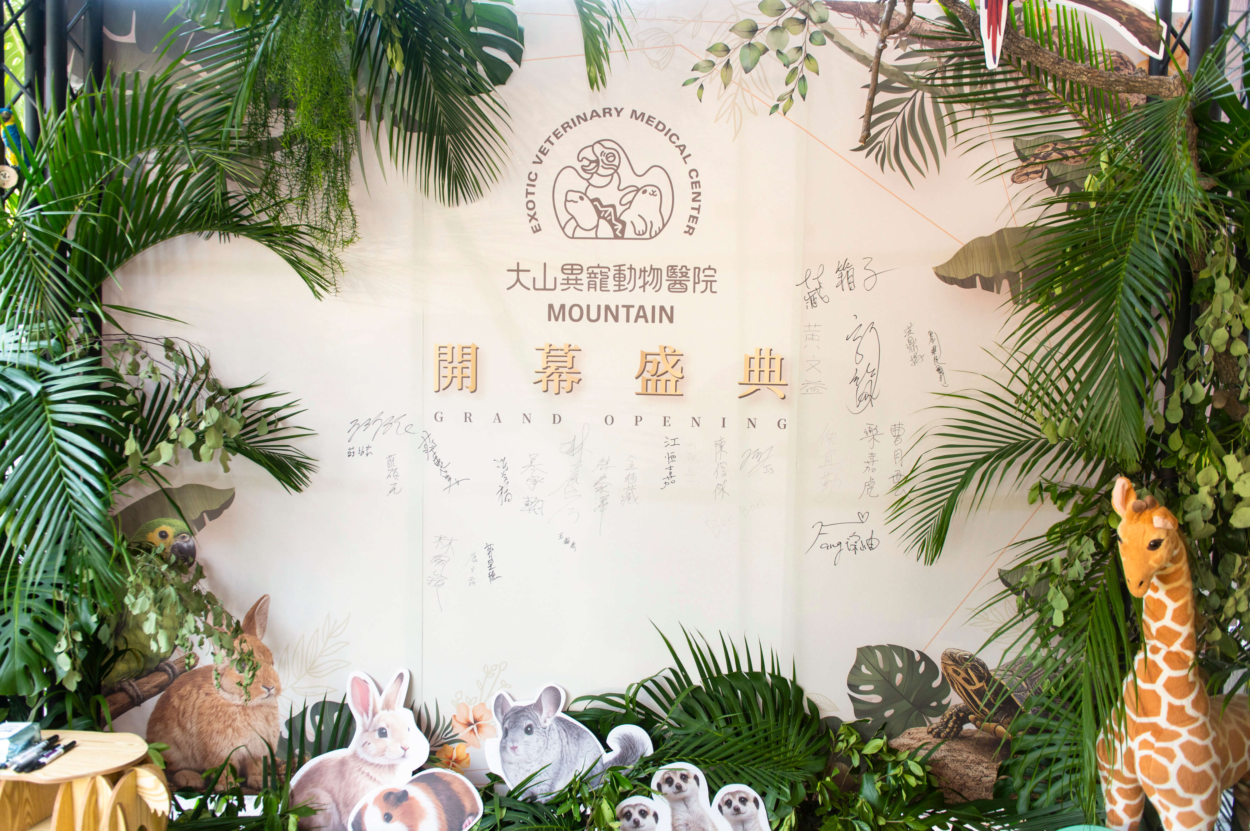 叢林主題品牌背板與簽名區